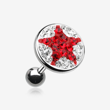 Shining Star Multi-Gem Cartilage Earring-Clear/Red